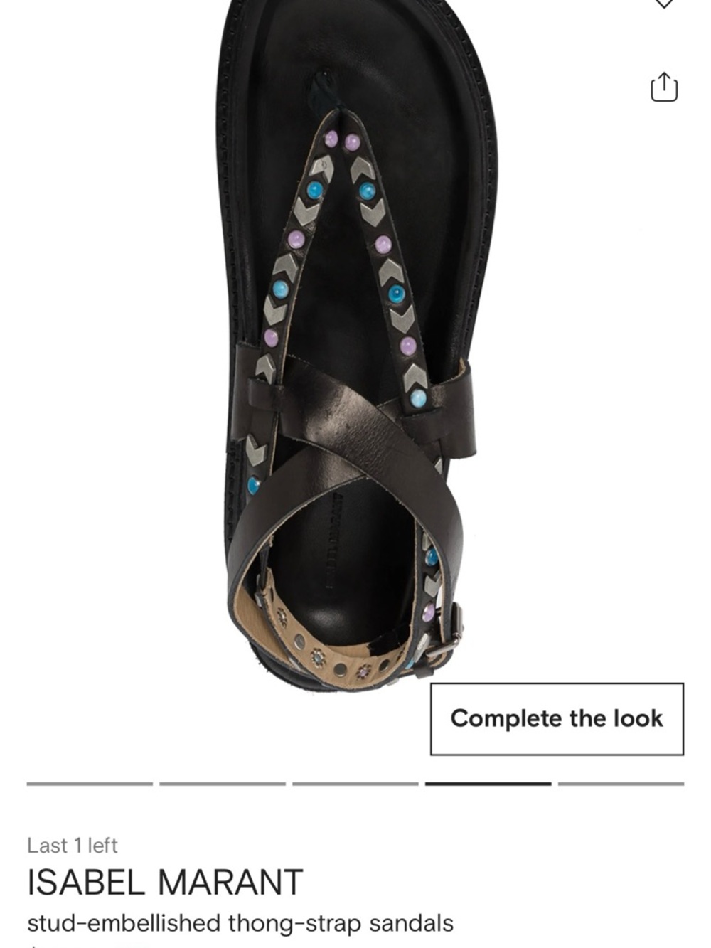 Isabel Marant Black Leather Stud & Bead Thong Sandals
